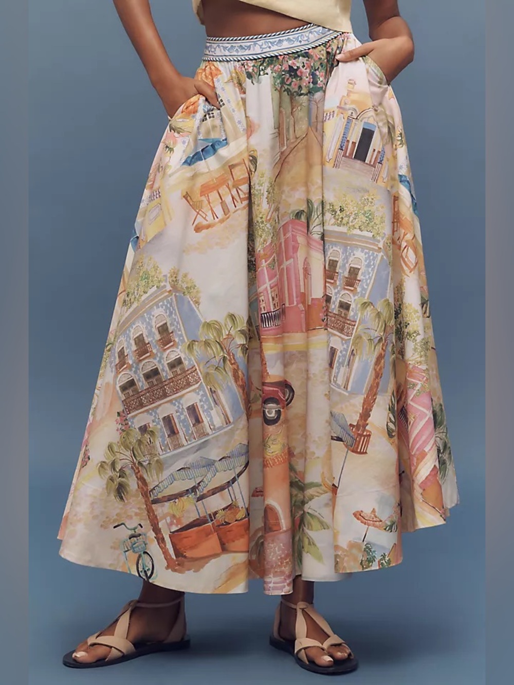 Farm Rio | NWT! Aracati Printed Poplin Midi Skirt - Picture 2 of 6